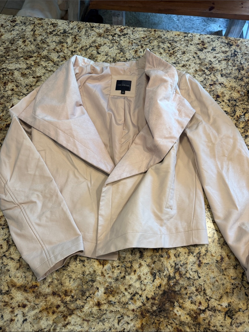 The Limited Light Pink Vegan Leather Draped Jacket